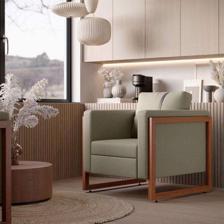 Conjunto com 2 Poltronas Lin Linho Areia