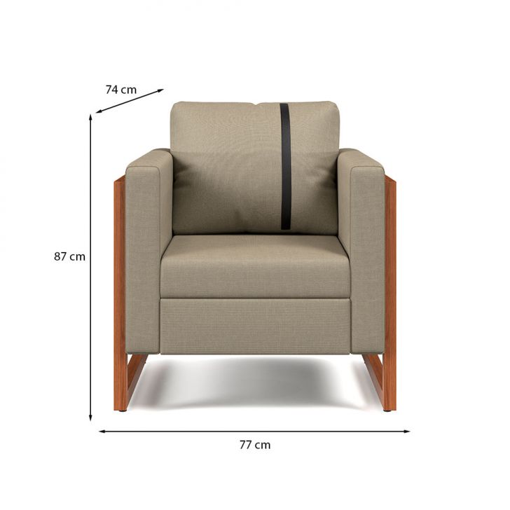 Conjunto com 2 Poltronas Lin Linho Areia