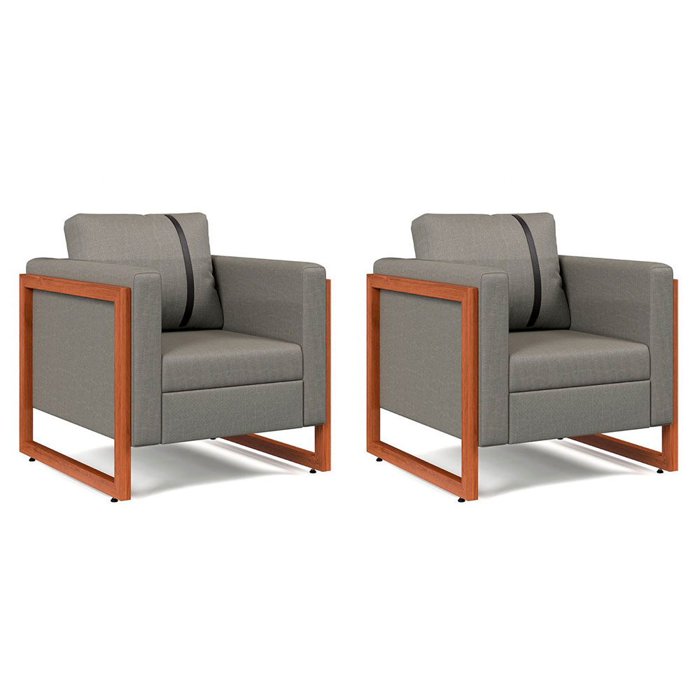 Conjunto com 2 Poltronas Lin Linho Cimento