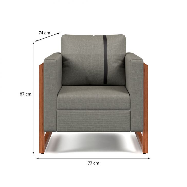 Conjunto com 2 Poltronas Lin Linho Cimento