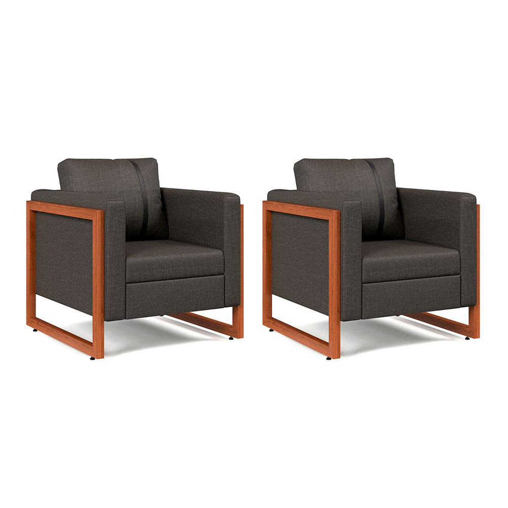 Conjunto com 2 Poltronas Lin Linho Cinza