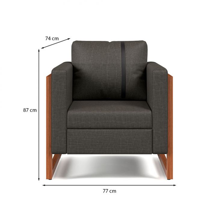 Conjunto com 2 Poltronas Lin Linho Cinza
