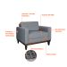 Conjunto com 2 Poltronas Living Cinza