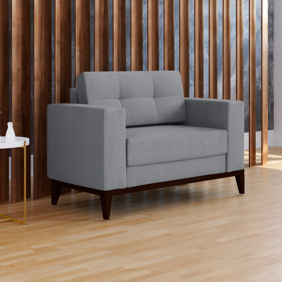 Conjunto com 2 Poltronas Living Cinza