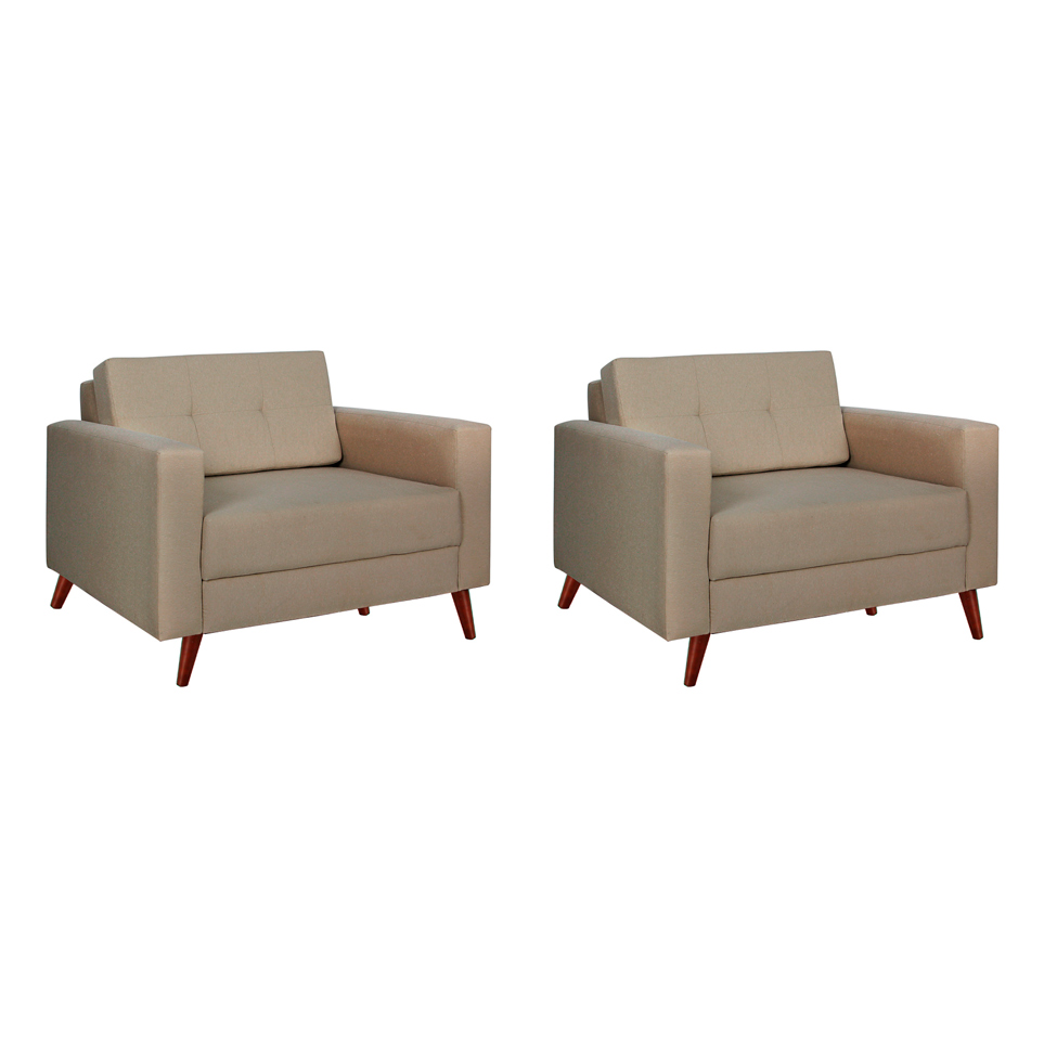 Conjunto com 2 Poltronas Living II Bege