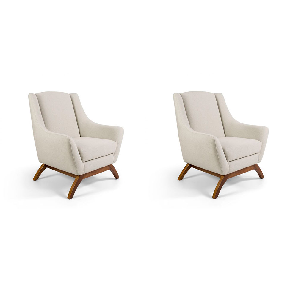 Conjunto com 2 Poltronas Marjorie Bege