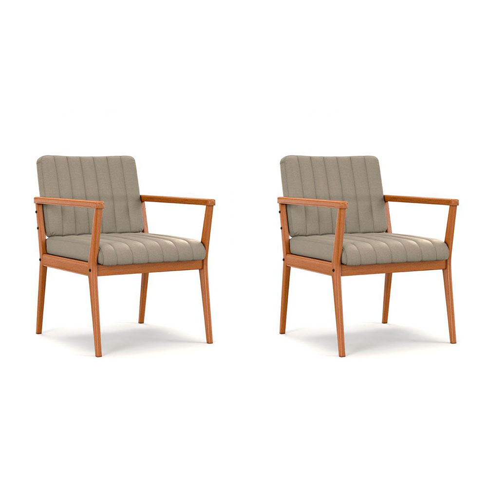 Conjunto com 2 Poltronas Miami Linho Areia