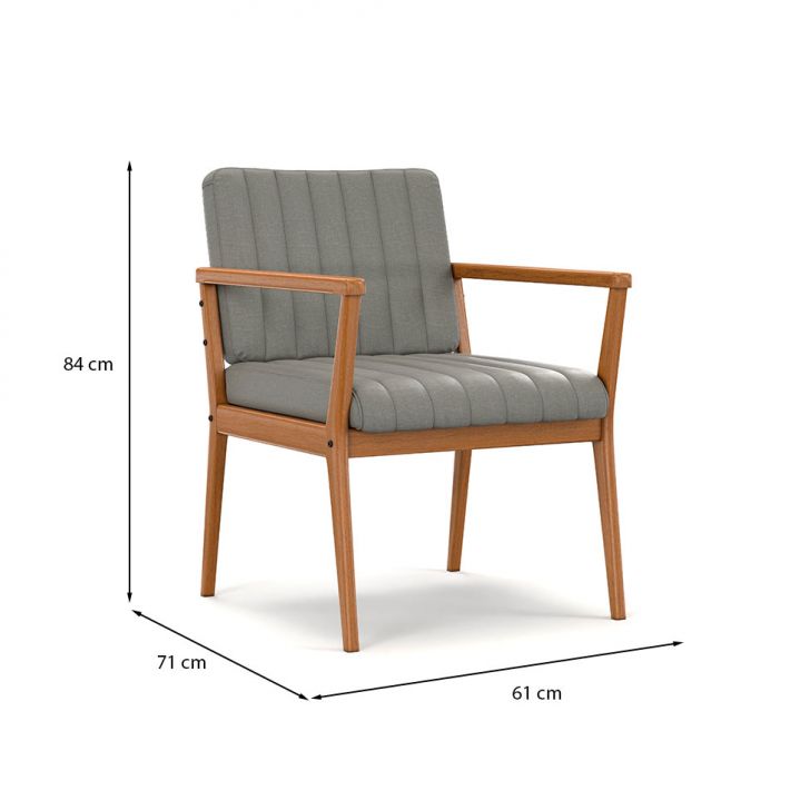 Conjunto com 2 Poltronas Miami Linho Cimento