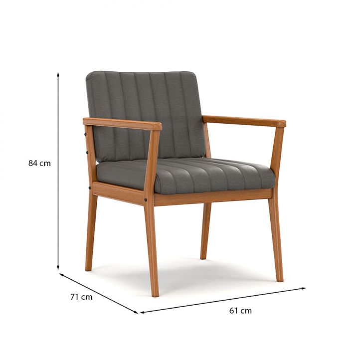 Conjunto com 2 Poltronas Miami Linho Cinza