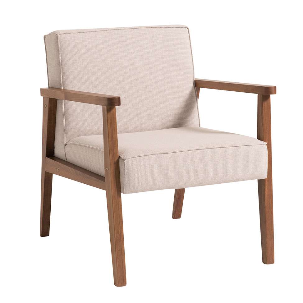 Conjunto com 2 Poltronas New Julia Bege e Nogueira