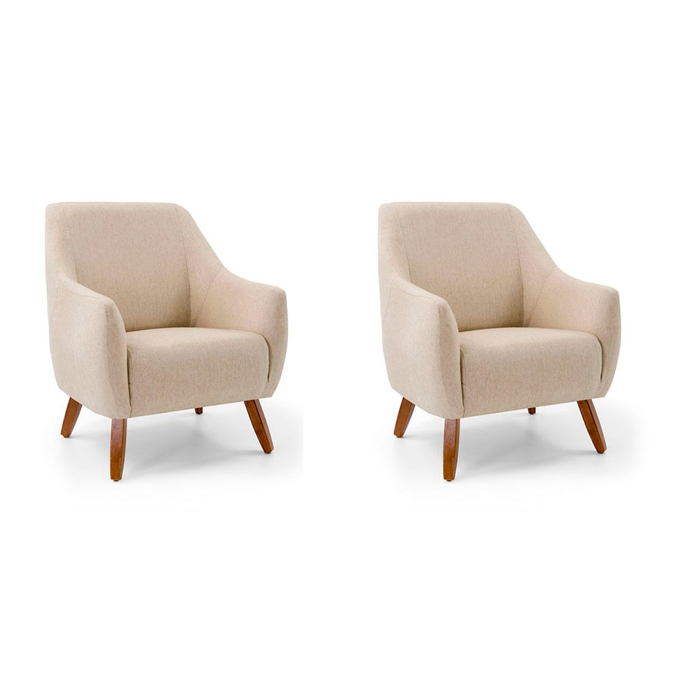 Conjunto com 2 Poltronas Paloma Linho Bege