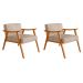 Conjunto com 2 Poltronas Ravena Algodão Bege e Nogueira