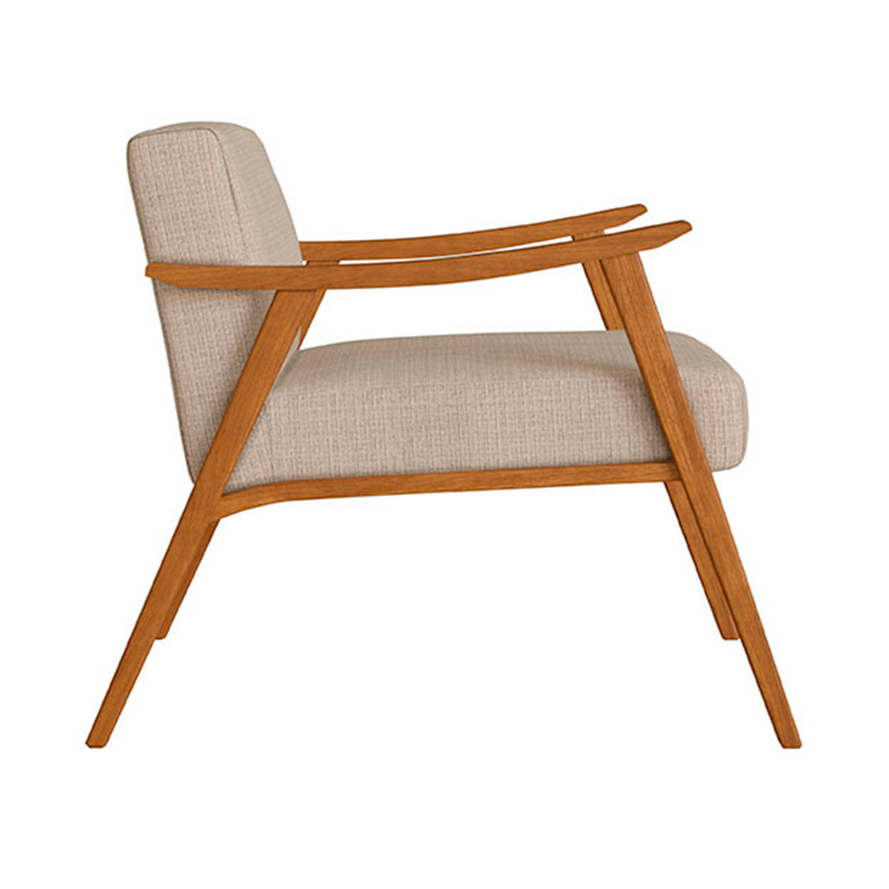 Conjunto com 2 Poltronas Ravena Algodão Bege e Nogueira