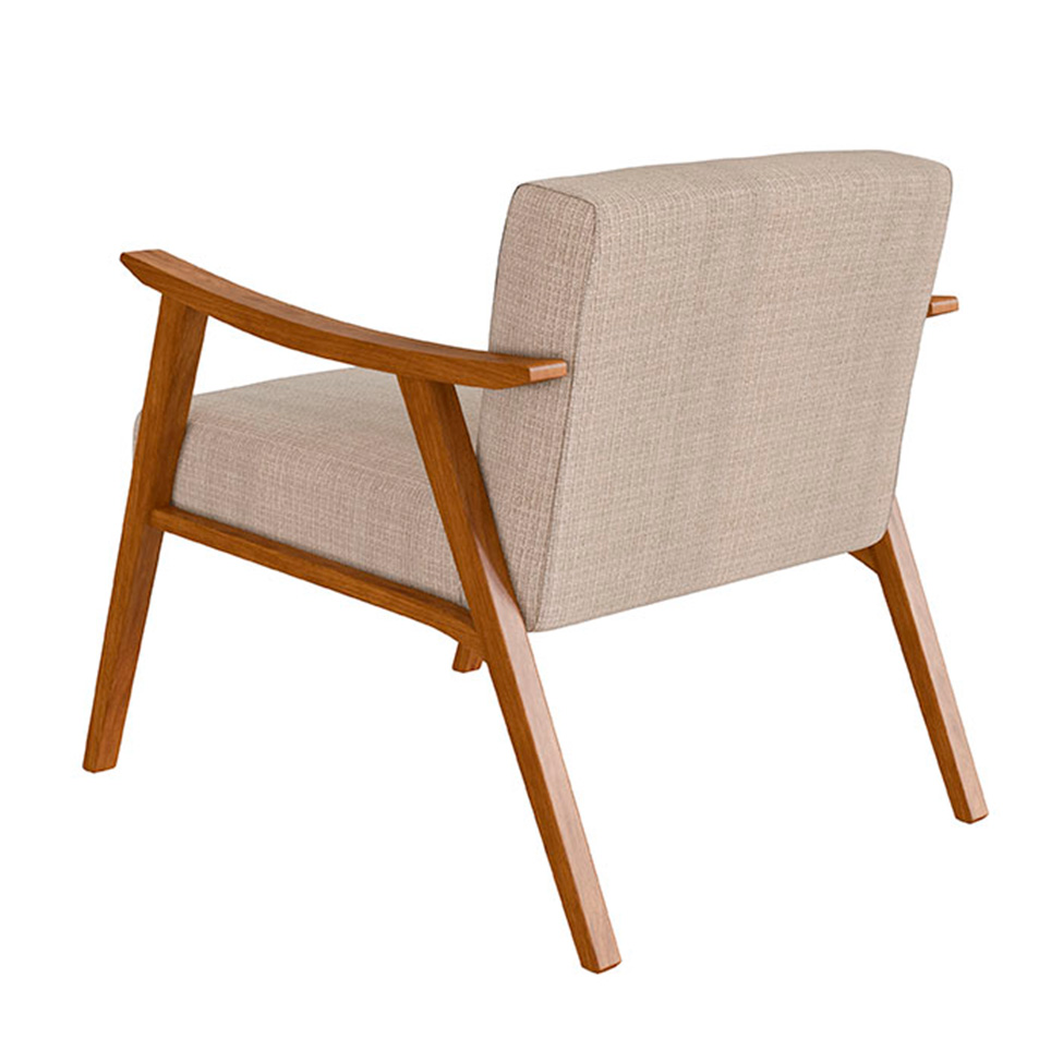 Conjunto com 2 Poltronas Ravena Algodão Bege e Nogueira