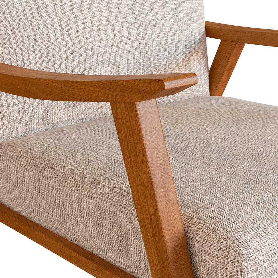 Conjunto com 2 Poltronas Ravena Algodão Bege e Nogueira