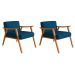 Conjunto com 2 Poltronas Ravena Poliéster Azul Marinho e Nogueira
