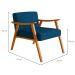 Conjunto com 2 Poltronas Ravena Poliéster Azul Marinho e Nogueira