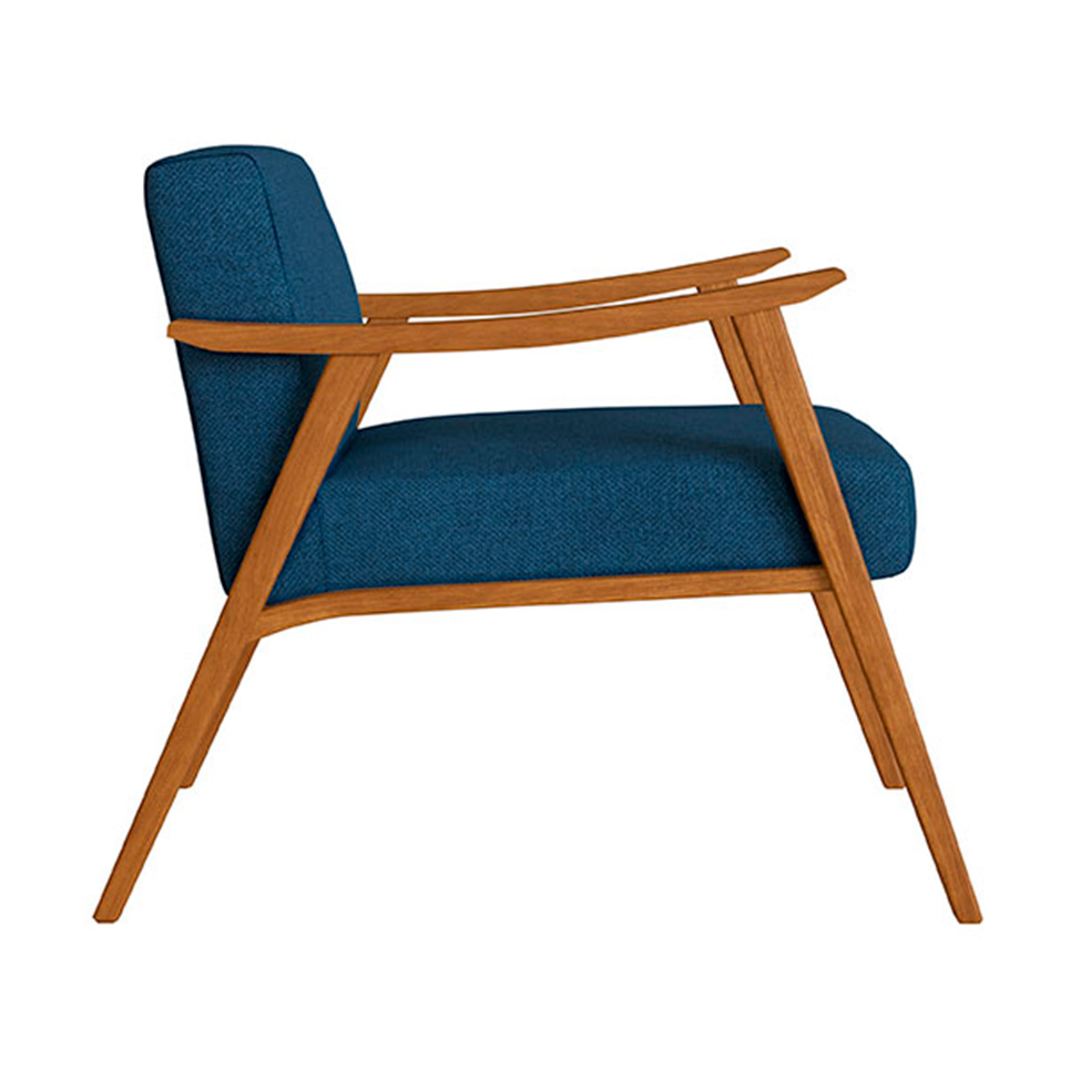 Conjunto com 2 Poltronas Ravena Poliéster Azul Marinho e Nogueira