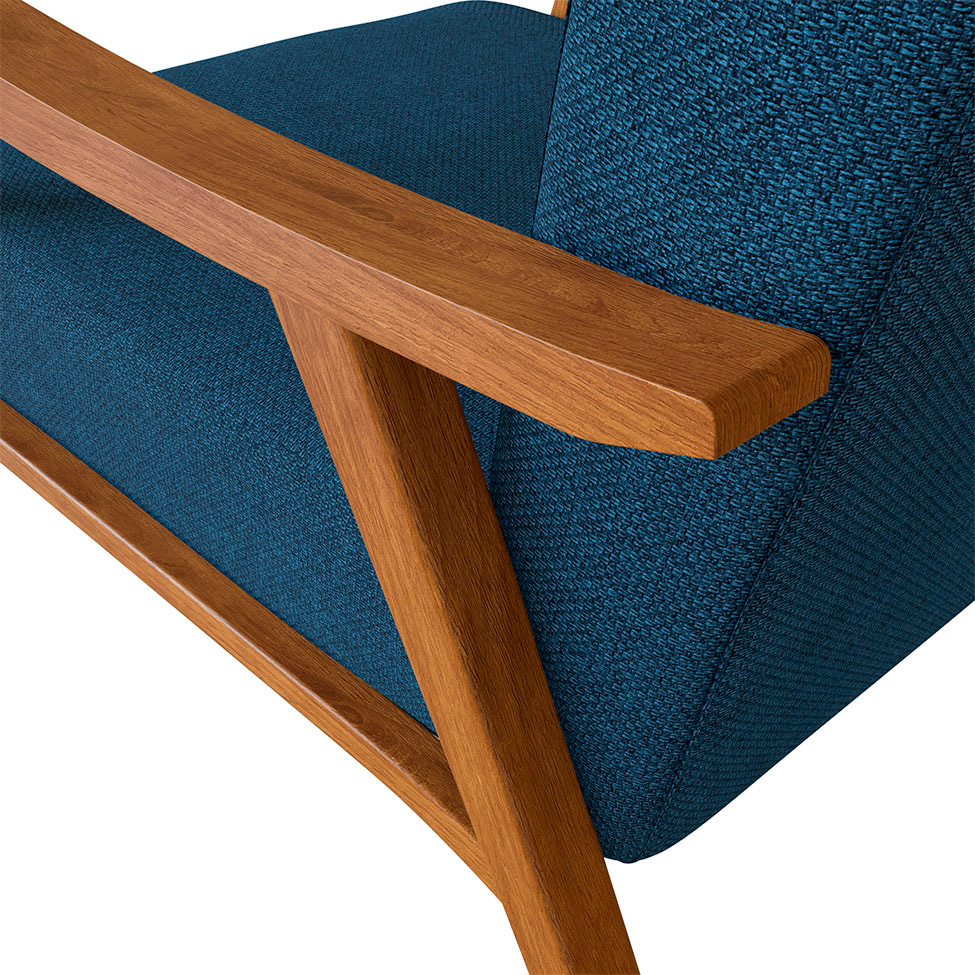 Conjunto com 2 Poltronas Ravena Poliéster Azul Marinho e Nogueira