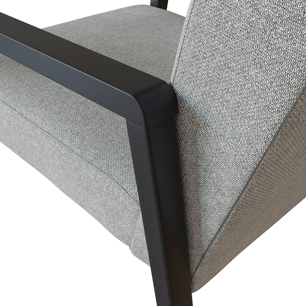 Conjunto com 2 Poltronas Slim Poliéster Cinza Claro e Preta