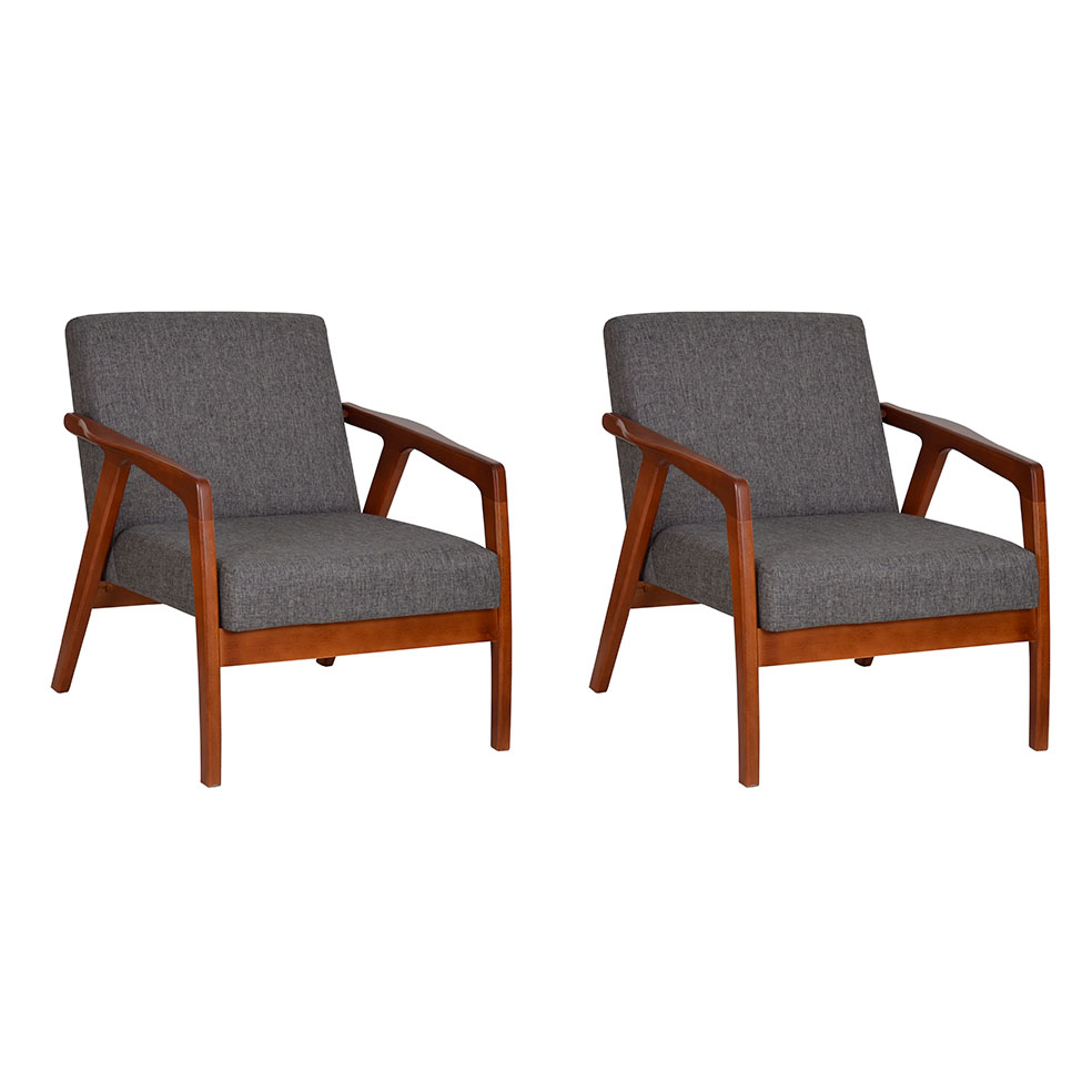 Conjunto com 2 Poltronas Tosar Amêndoa e Grafite