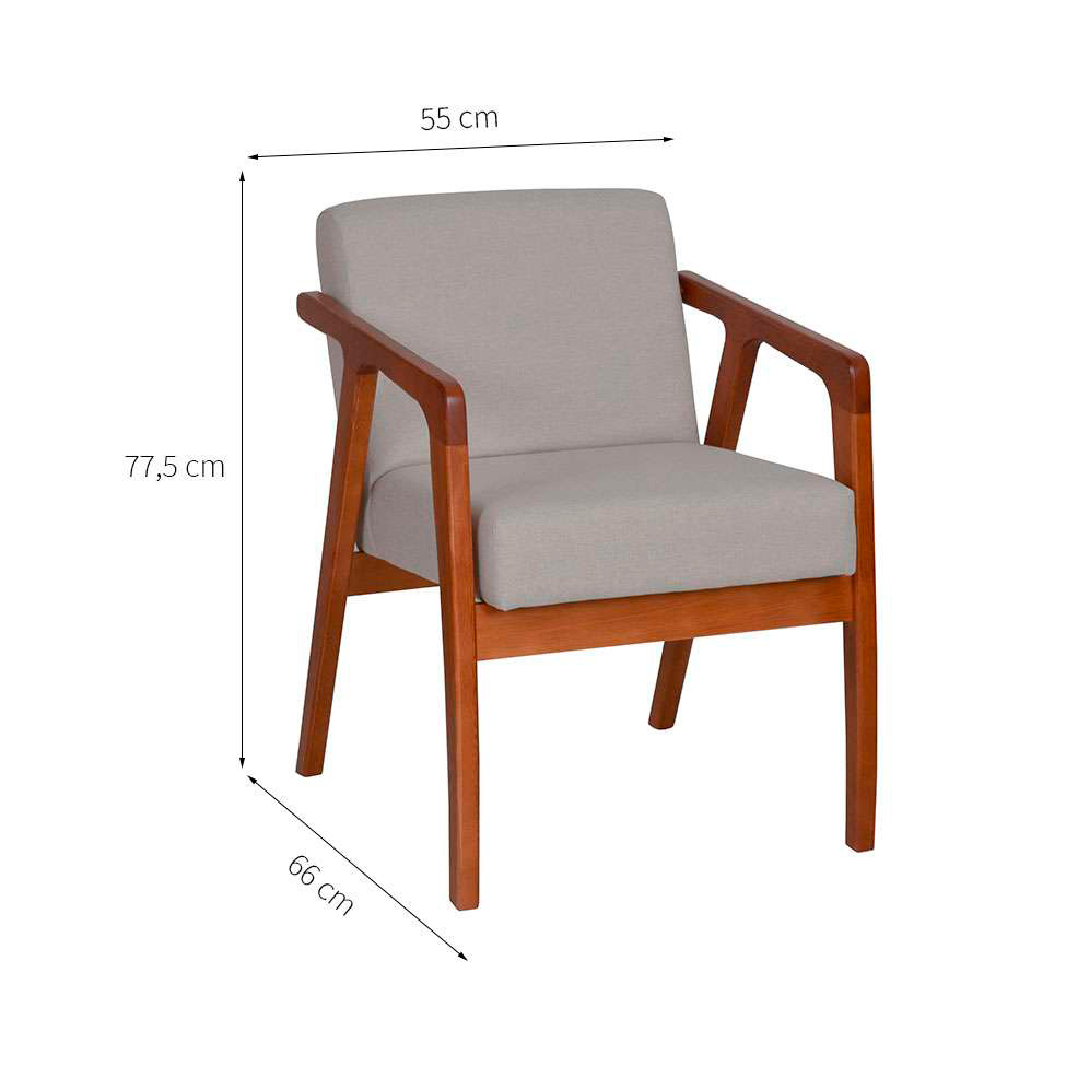 Conjunto com 2 Poltronas Tosar I Amêndoa e Lyz Cinza