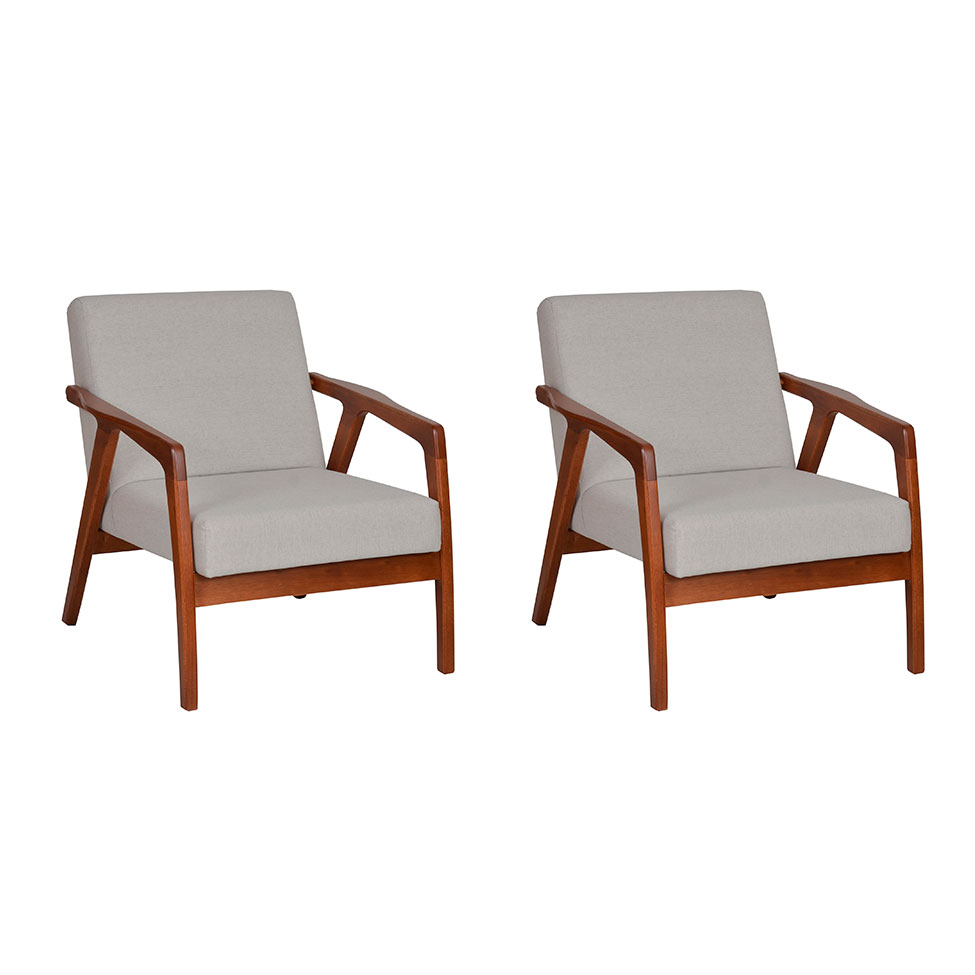 Conjunto com 2 Poltronas Tosar II Amêndoa e Lyz Cinza