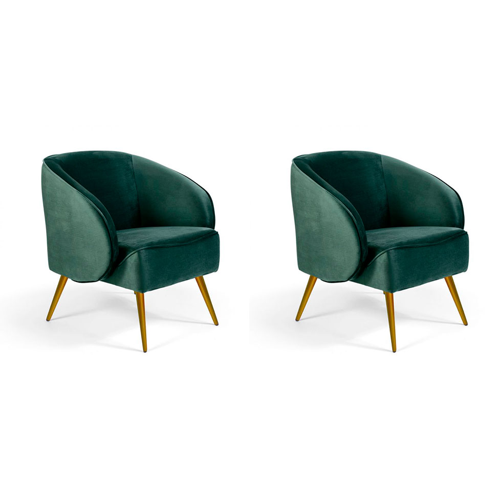 Conjunto com 2 Poltronas Wind com Pé Palito Verde