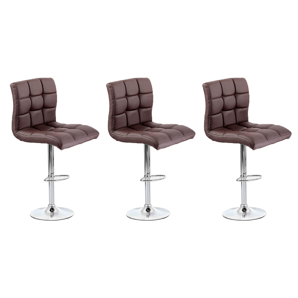 Conjunto com 3 Banquetas Giratórias Fitz Marrom Escuro