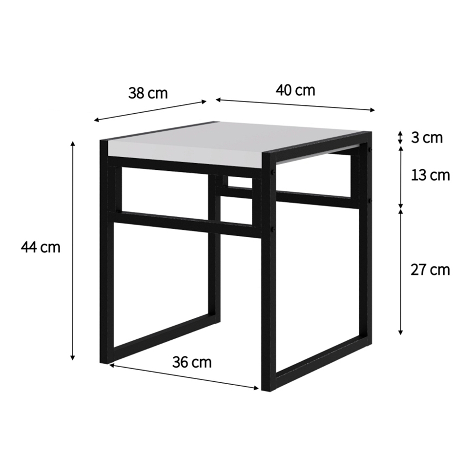 Conjunto com 4 Bancos Wooden Branco e Preto