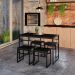 Conjunto com 4 Bancos Wooden Ônix e Preto