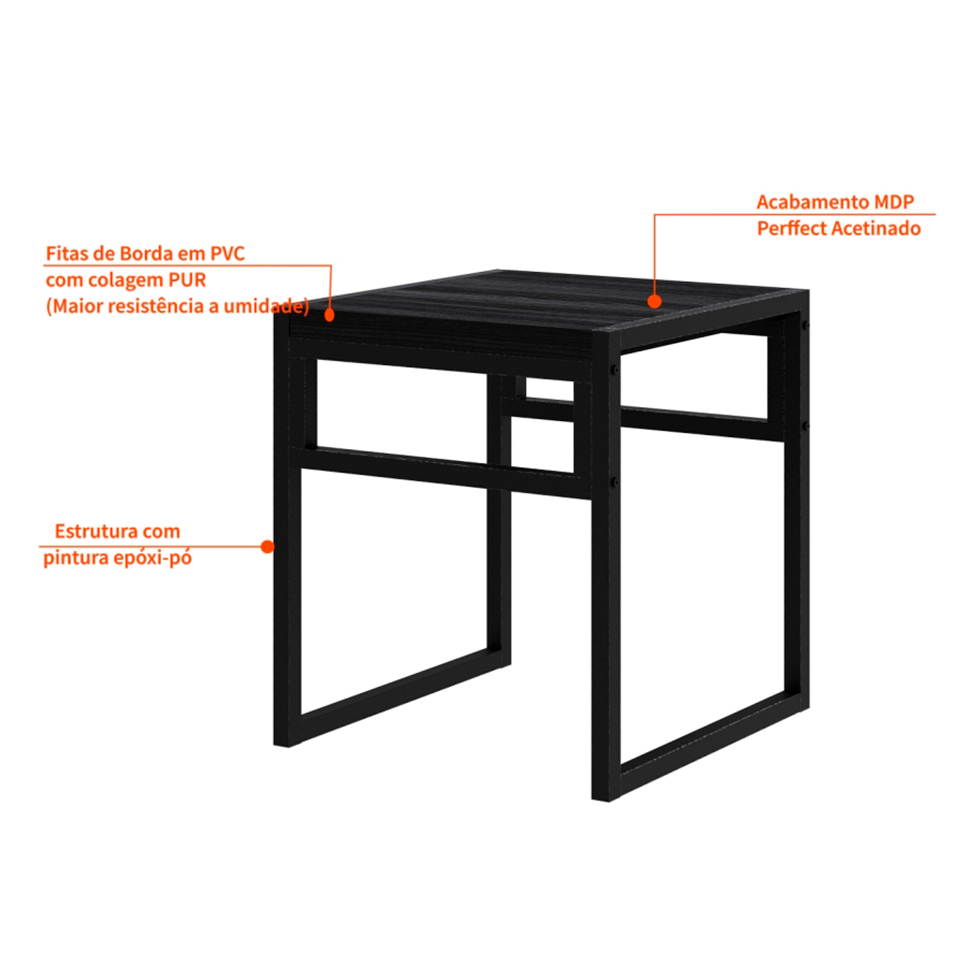 Conjunto com 4 Bancos Wooden Ônix e Preto
