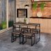 Conjunto com 4 Bancos Wooden Carvalho Dark e Preto