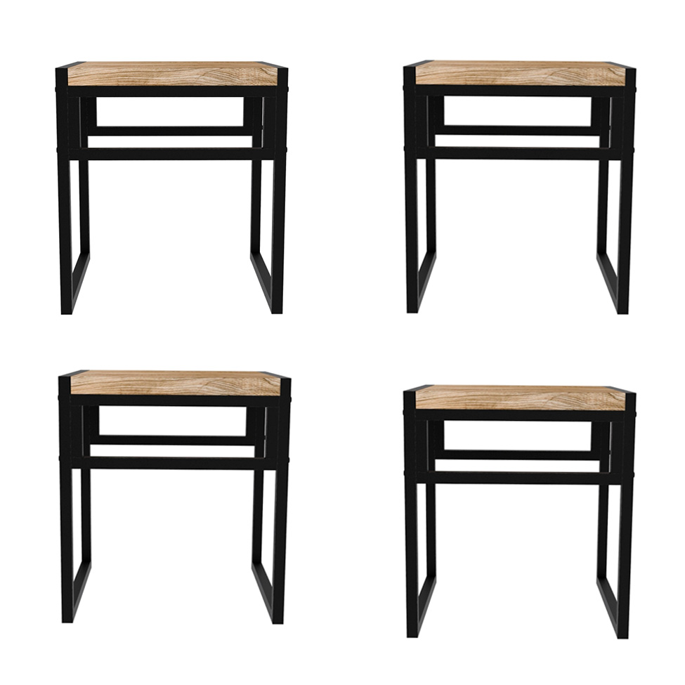 Conjunto com 4 Bancos Wooden Carvalho e Preto