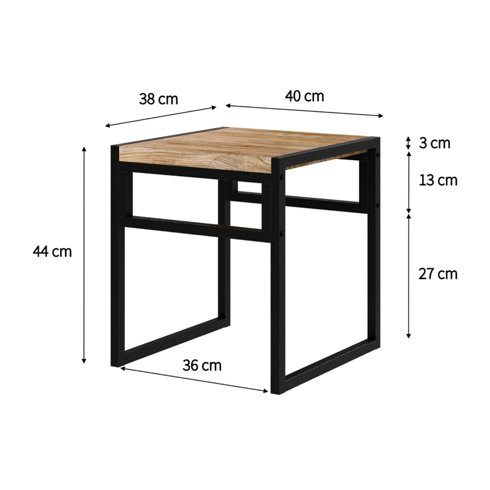 Conjunto com 4 Bancos Wooden Carvalho e Preto