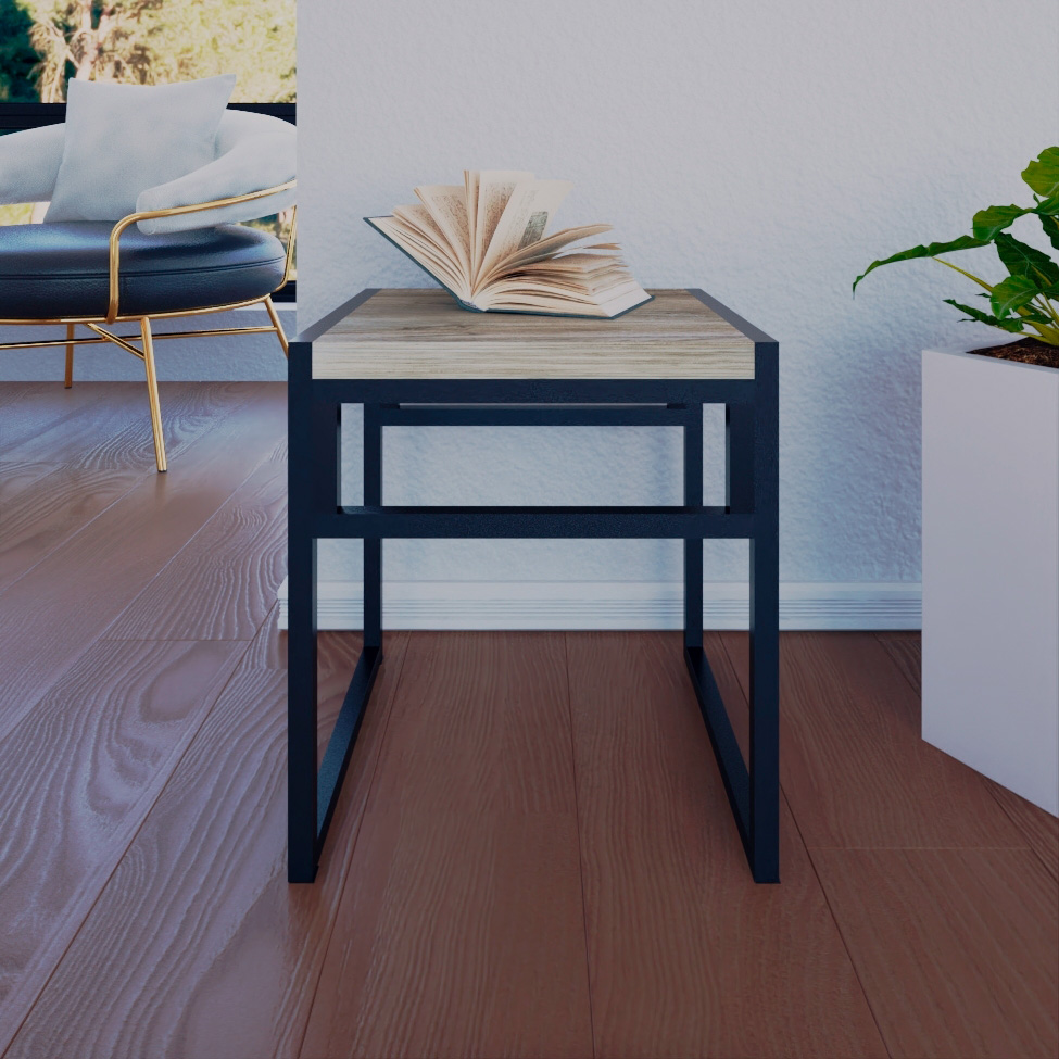 Conjunto com 4 Bancos Wooden Carvalho e Preto