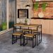 Conjunto com 4 Bancos Wooden Mel e Preto