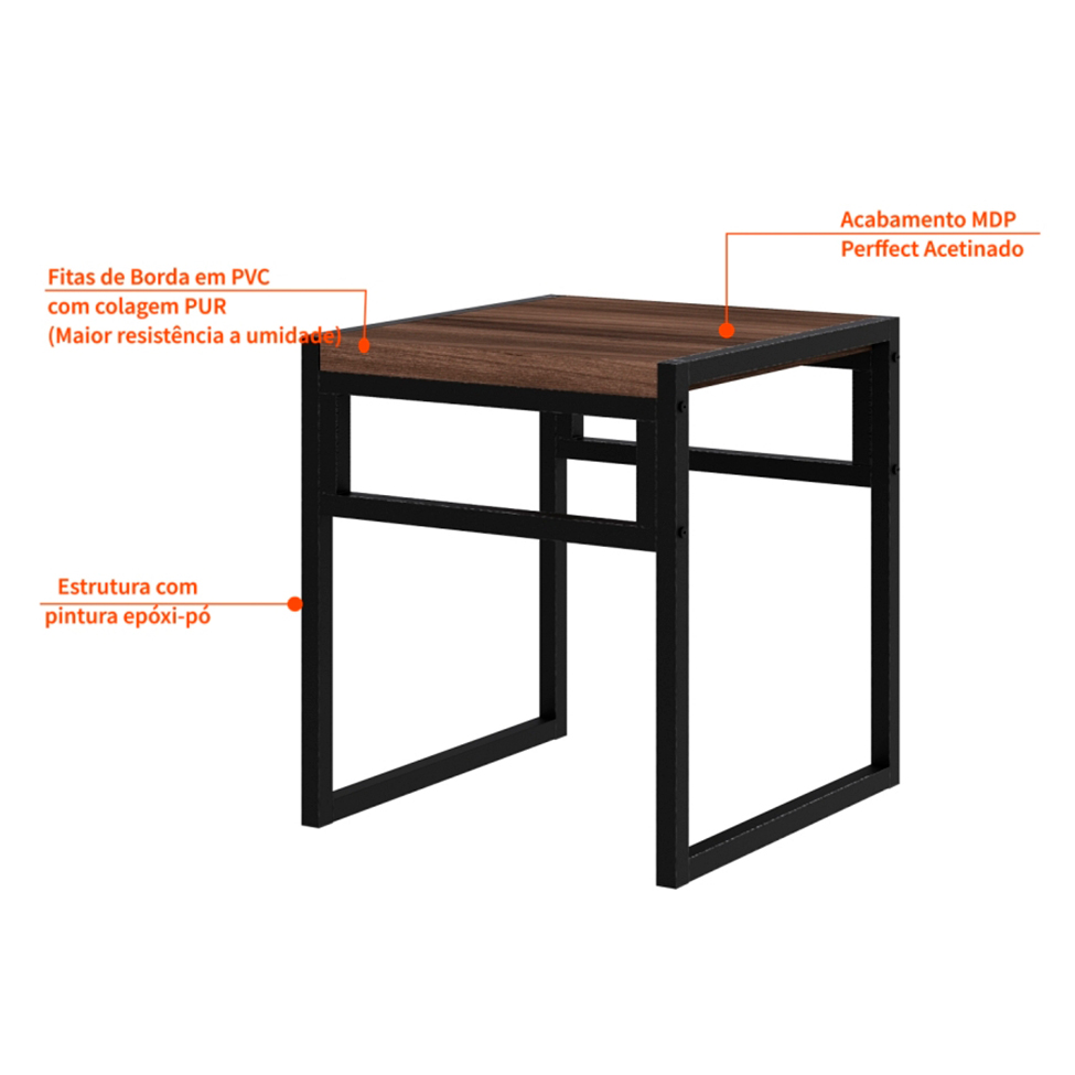 Conjunto com 4 Bancos Wooden Nogal e Preto