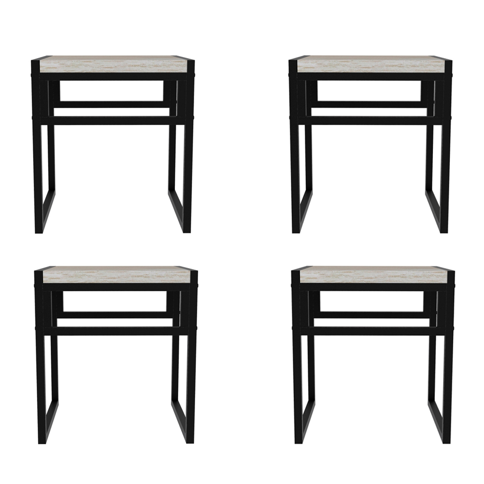 Conjunto com 4 Bancos Wooden Snow e Preto