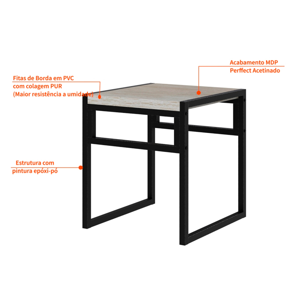 Conjunto com 4 Bancos Wooden Snow e Preto