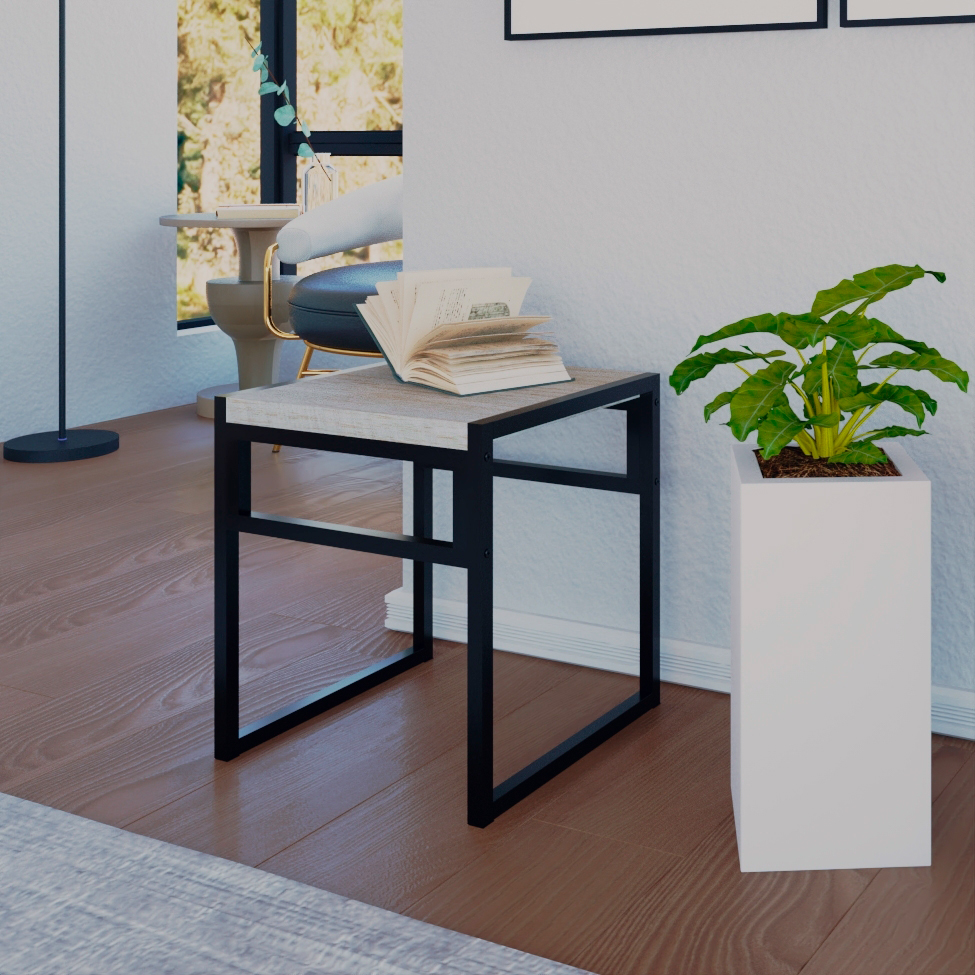Conjunto com 4 Bancos Wooden Snow e Preto