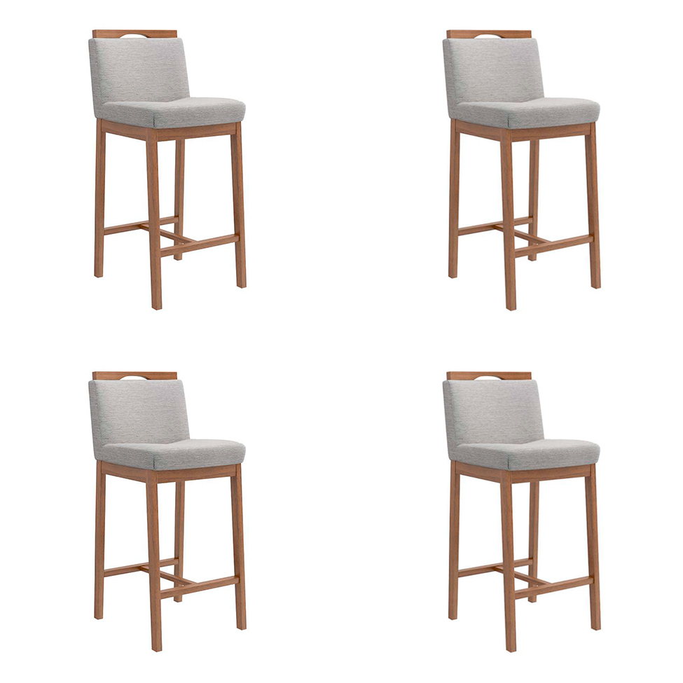Conjunto com 4 Banquetas Dani Cinza e Nogueira