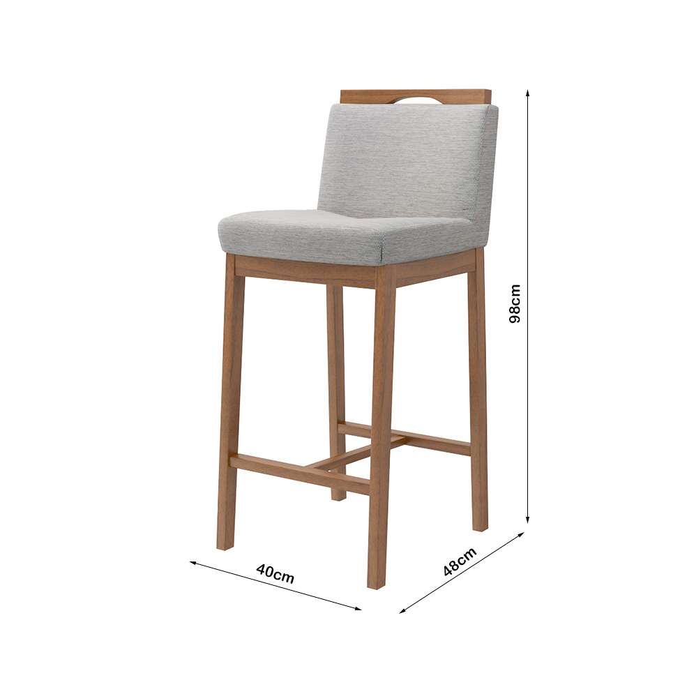 Conjunto com 4 Banquetas Dani Cinza e Nogueira
