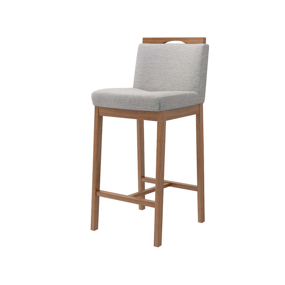 Conjunto com 4 Banquetas Dani Cinza e Nogueira