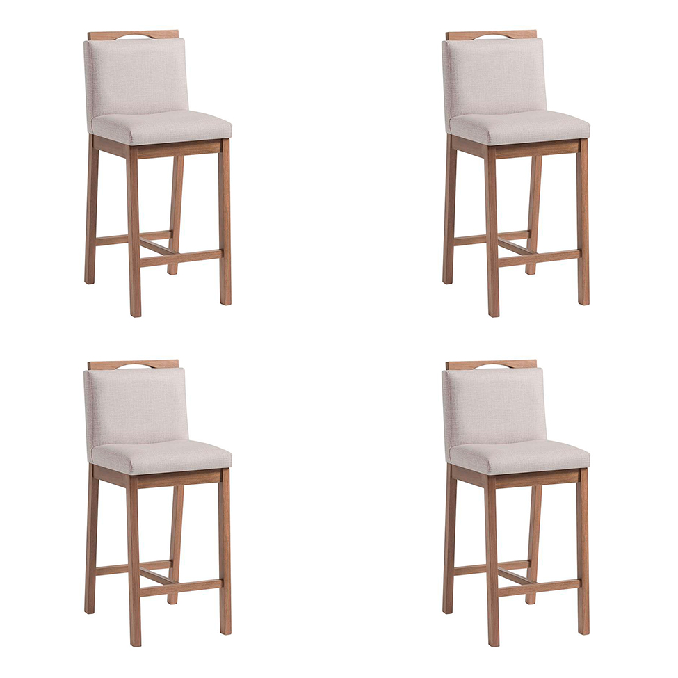 Conjunto com 4 Banquetas Dani Nogueira e Bege