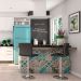 Conjunto com 4 Banquetas Giratórias Fitz Preta