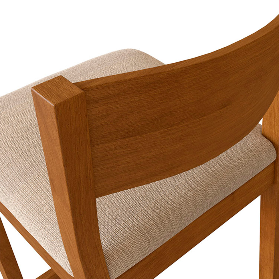 Conjunto com 4 Banquetas Manu Algodão Bege e Nogueira