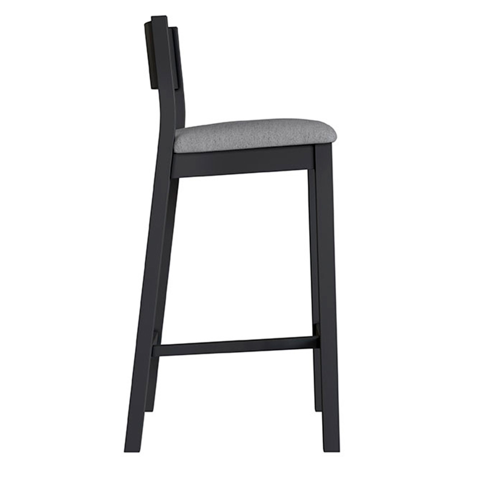 Conjunto com 4 Banquetas Manu Algodão Cinza e Preta