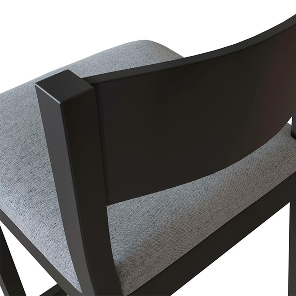 Conjunto com 4 Banquetas Manu Algodão Cinza e Preta
