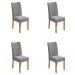 Conjunto com 4 Cadeiras Apogeu Linho Cinza e Amêndoa Clean